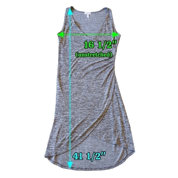 Leith Gray Space Dye Sleeveless Crossover Ruched Tulip Hem Dress Stretchy Modern - Picture 2 of 5